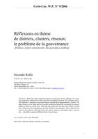 Reflexions en theme de districts, clusters, reseaux: Le probleme de la governance (Districts, clusters and networks: the governance problem)