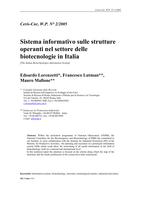 Sistema informativo sulle strutture operanti nel settore delle biotecnologie in Italia (The Italian Biotechnologies Information System)