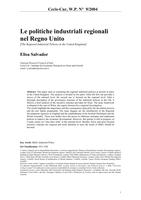 Le politiche industriali regionali nel Regno Unito (The regional industrial policies in the United Kingdom)