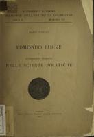 Edmondo Burke e l'indirizzo storico nelle scienze politiche
